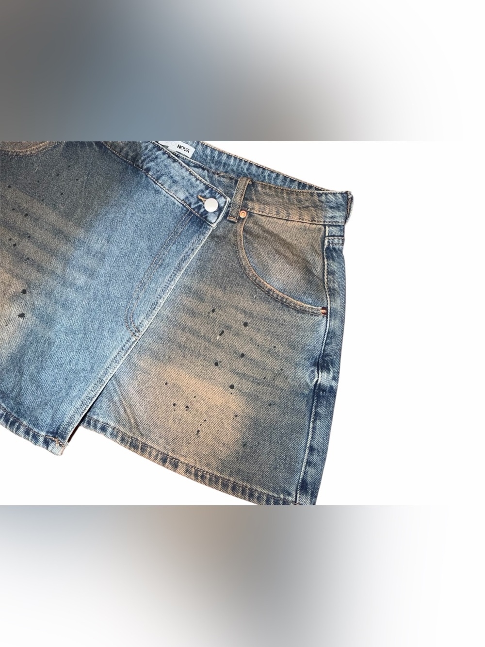 Y2K Vintage Wash Denim Wrap Skort – XL - Picture 5 of 8